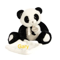Baby'Nat - Mon P'tit Panda Peluche Avec Doudou Noir Blanc 25 Cm