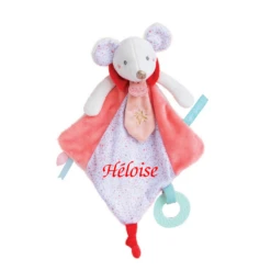 Baby'Nat - Les Super Doudous - Doudou Plat Souris Rose 40 Cm