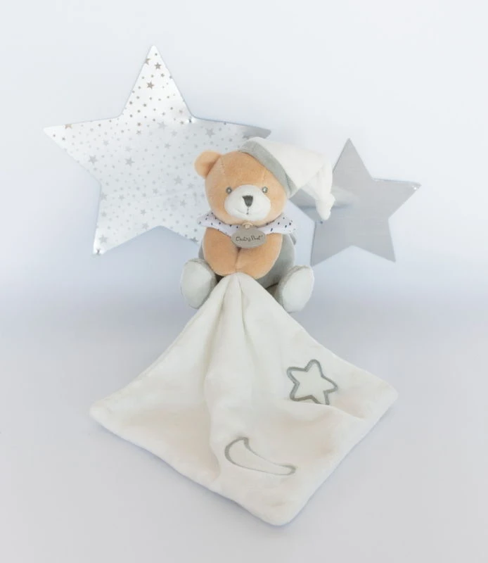 Baby'Nat - Les Luminescents - Doudou Mouchoir Ours Blanc Gris 3 Baby'Nat - Les Luminescents - Doudou Mouchoir Ours Blanc Gris – Image 3