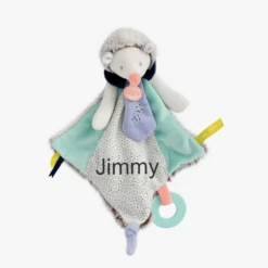 Baby'Nat - Les Super Doudous - Doudou Plat Hérisson Bleu 40 Cm