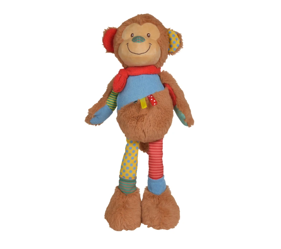 Nicotoy Long Legs Patchwork Peluche Singe Marron Bleu Rouge 40 Cm 2 Nicotoy Long Legs Patchwork Peluche Singe Marron Bleu Rouge 40 Cm – Image 2