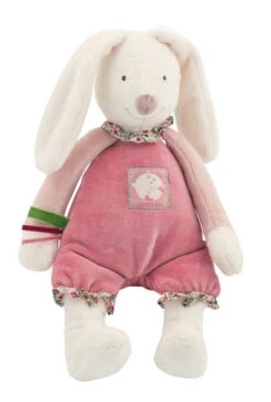 Moulin Roty Myrtille & Capucine Peluche Lapin Rose Blanc 30 Cm