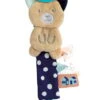 Doudou Et Compagnie Attache-sucette Chat Bleu Beige