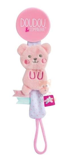 Doudou Et Compagnie Attache-sucette Ours Rose