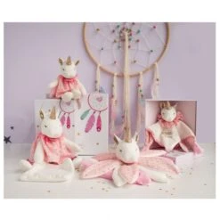 Doudou Et Compagnie - Attrape-rêve Doudou Pétale Licorne Rose Blanc étoile -Boutique De Poupées attrapereve20petale20licorne20rose20blanc20etoile 2