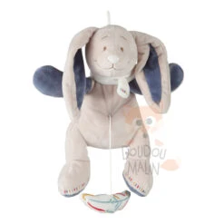 Noukie's Bao & Wapi Boîte à Musique Lapin Beige Bleu Plume