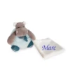 Baby'Nat - Bazile L'hippo - Doudou Mouchoir Bleu 25 Cm
