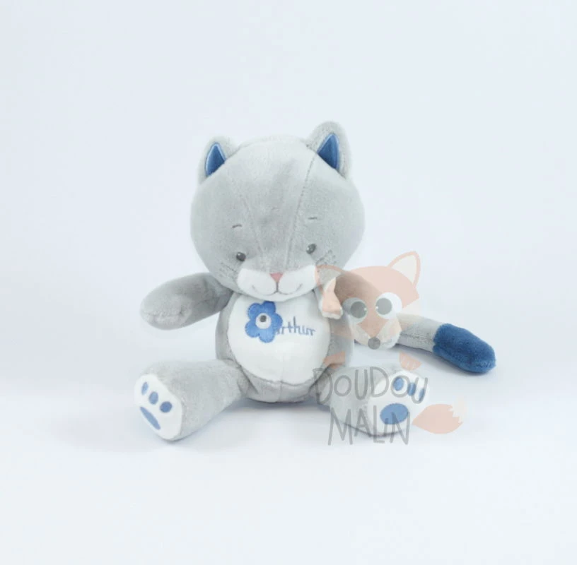 Bébisol Doudou Chat Arthur Gris Bleu 1 Bébisol Doudou Chat Arthur Gris Bleu