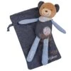 Kaloo Blue Denim Peluche Doudou Ours Bleu Avec Pochette