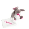 Baby'Nat - Zoé L'hippo Doudou Mouchoir Blanc Rose Fleur