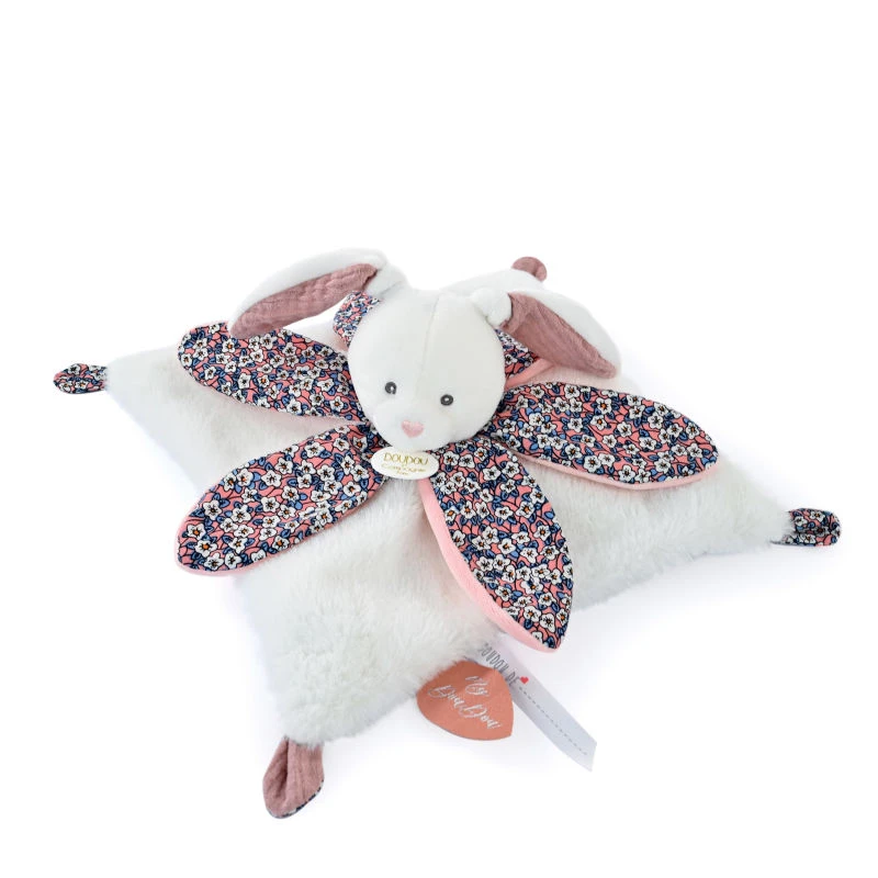 Doudou Et Compagnie - Boh'Aime - Doudou Plat Pétale Lapin Bleu Rose Blanc 27 Cm 3 Doudou Et Compagnie - Boh'Aime - Doudou Plat Pétale Lapin Bleu Rose Blanc 27 Cm – Image 3