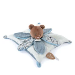 Doudou Et Compagnie - Boh'Aime - Doudou Plat Pétale Ours Marron Bleu Blanc 27 Cm -Boutique De Poupées bohaime2020plat20petale20ours20marron20bleu20blanc202720cm 1