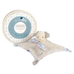 Doudou Et Compagnie - Botanic - Doudou Plat BIO Chien Bleu 25 Cm