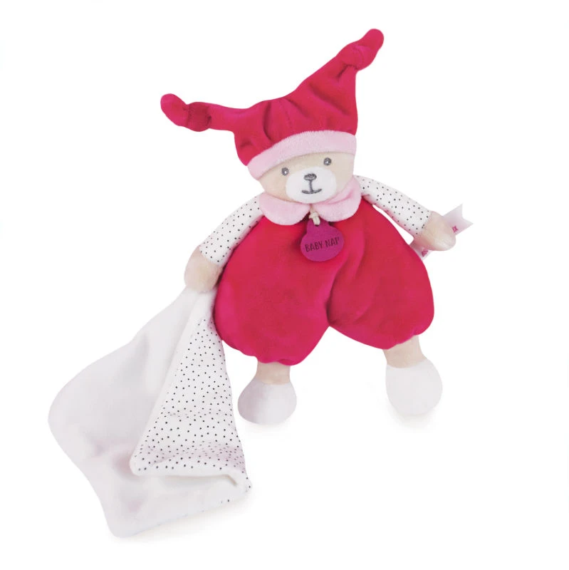 Baby'Nat - Brioche L'ours - Peluche Avec Doudou Rose Blanc 22 Cm 2 Baby'Nat - Brioche L'ours - Peluche Avec Doudou Rose Blanc 22 Cm – Image 2