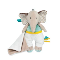 Baby'Nat - Cacahuète L'éléphant - Peluche Avec Mouchoir 23 Cm