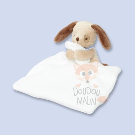 Jacadi - Doudou Chien Avec Mouchoir Blanc Marron Bleu 25 Cm 1 Jacadi - Doudou Chien Avec Mouchoir Blanc Marron Bleu 25 Cm