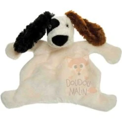 Les Petites Marie DBS Doudou Plat Chien Punk Beige Marron 25 Cm