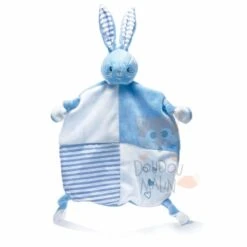 Dodie Doudou Plat Lapin Bleu Blanc Coeur Mon Doudou D'amour
