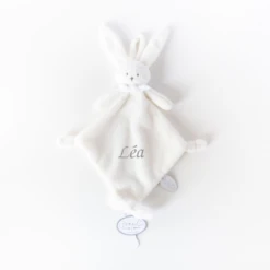 Dimpel - Ella Le Lapin - Doudou Attache-sucette Blanc 25 Cm