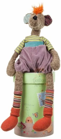 Moulin Roty Au Fond De La Cour Monsieur Mouse-Mousse Peluche Souris Violet Vert Orange