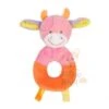 Nattou Collection Funny Farmers Doudou Hochet Anneau Rose Orange Vache