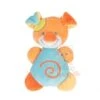 Nattou Collection Funny Farmers Doudou Hochet Chien Orange Bleu Vert Spirale
