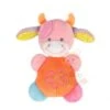 Nattou Collection Funny Farmers Doudou Hochet Vache Rose Orange Bleu Fleur