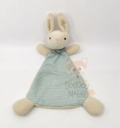 H&M H & M - Doudou Plat Lapin Beige Vert Rayé 22 Cm