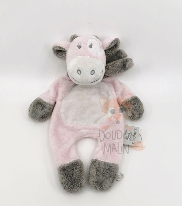 Noukie's - Lola La Vacache Doudou Plat Rose Gris 20 Cm 1 Noukie's - Lola La Vacache Doudou Plat Rose Gris 20 Cm