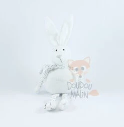 Bout'chou Doudou Lapin Blanc Gris étoile