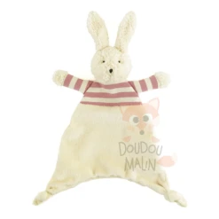 Jellycat - Doudou Lapin Bredita Tee Shirt Rayé Rose Beige 25 Cm