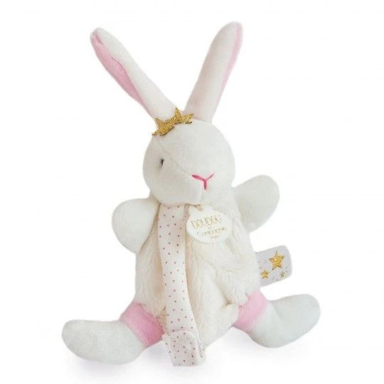 Doudou Et Compagnie - Lapin étoile Rose - Doudou Attache-sucette Blanc Rose 15 Cm 1 Doudou Et Compagnie - Lapin étoile Rose - Doudou Attache-sucette Blanc Rose 15 Cm