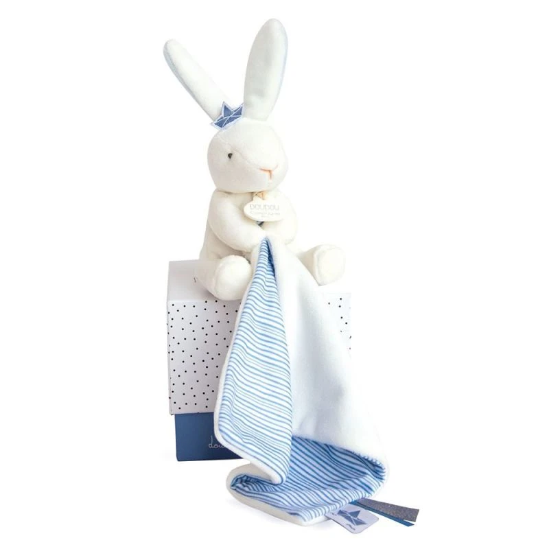 Doudou Et Compagnie - Lapin Matelot Bleu - Doudou Mouchoir Blanc 1 Doudou Et Compagnie - Lapin Matelot Bleu - Doudou Mouchoir Blanc