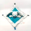 Nicotoy - Lapin Doudou Plat Bleu Blanc Pois 25 Cm