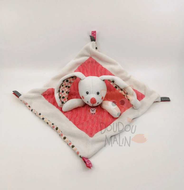 Nicotoy - Lapin Doudou Plat Rose Blanc Pois 25 Cm 1 Nicotoy - Lapin Doudou Plat Rose Blanc Pois 25 Cm