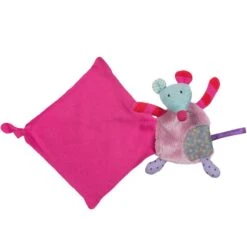 Moulin Roty Les Jolis Pas Beaux Doudou Mouchoir Souris Rose