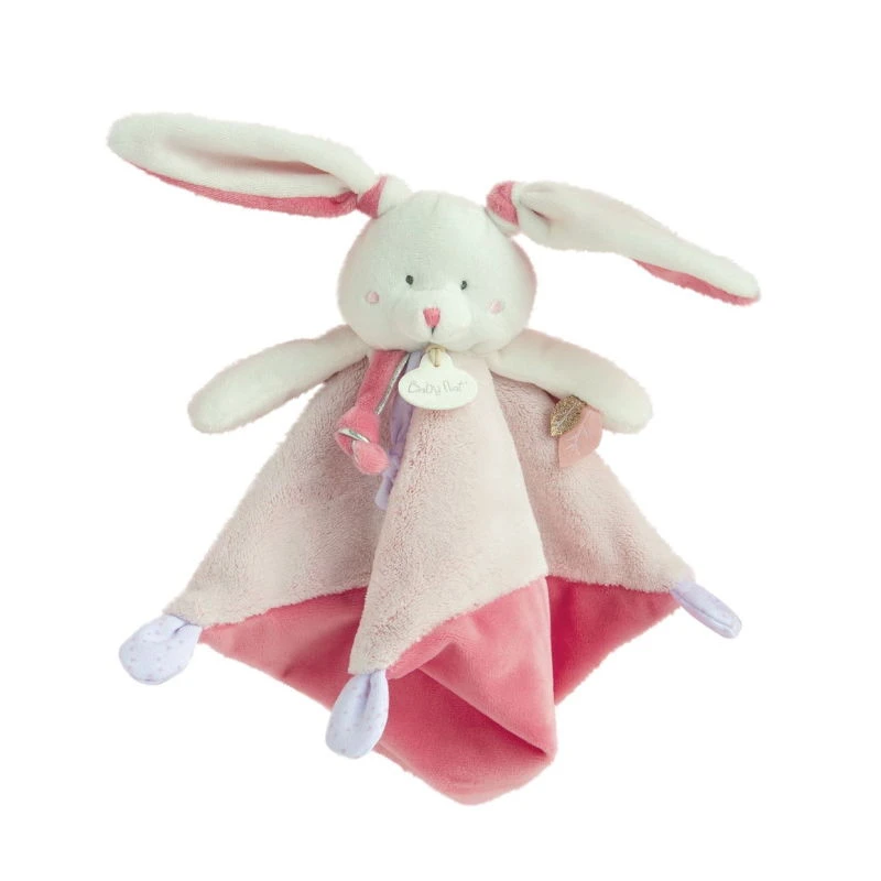 Baby'Nat - Les Layettes - Doudou Plat Lapin Blanc Rose 25 Cm 1 Baby'Nat - Les Layettes - Doudou Plat Lapin Blanc Rose 25 Cm