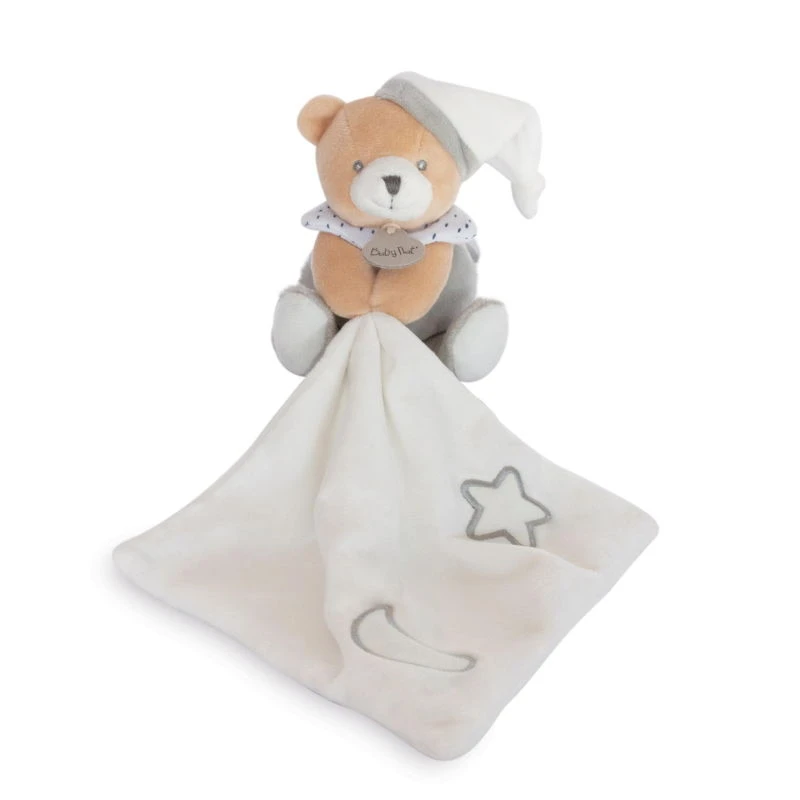 Baby'Nat - Les Luminescents - Doudou Mouchoir Ours Blanc Gris 2 Baby'Nat - Les Luminescents - Doudou Mouchoir Ours Blanc Gris – Image 2