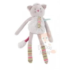 Moulin Roty Les Pachats Hochet Doudou Chat Gris