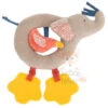 Moulin Roty Collection Les Papoums Hochet Anneau éléphant Gris Rose Jaune Oiseau