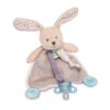 Baby'Nat - Les Poupis - Doudou Attache-sucette Lapin Beige Nature 17 Cm