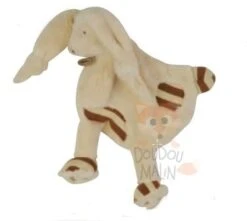 Baby'Nat Collection Les P'tits Mousse Doudou Plat Lapin Beige Marron Rayé