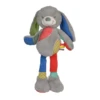 Nicotoy Long Legs Patchwork Peluche Lapin Gris Rouge Vert 40 Cm