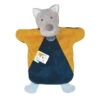 Baby'Nat - Doudou Marionnette Loup Jaune Bleu 25 Cm