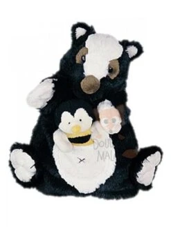 Histoire D'ours Doudou Marionnette Moufette Et Abeille Noir Blanc