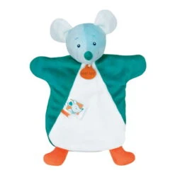 Baby'Nat - Doudou Marionnette Souris Verte 25 Cm