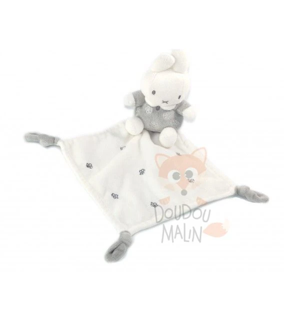 Miffy Doudou Lapin Blanc Gris Fleur 1 Miffy Doudou Lapin Blanc Gris Fleur