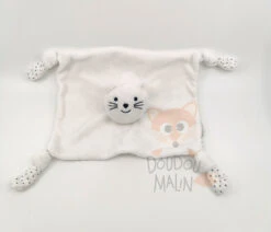 Bout'chou Monoprix Doudou Plat Chat Blanc étoile 22 Cm