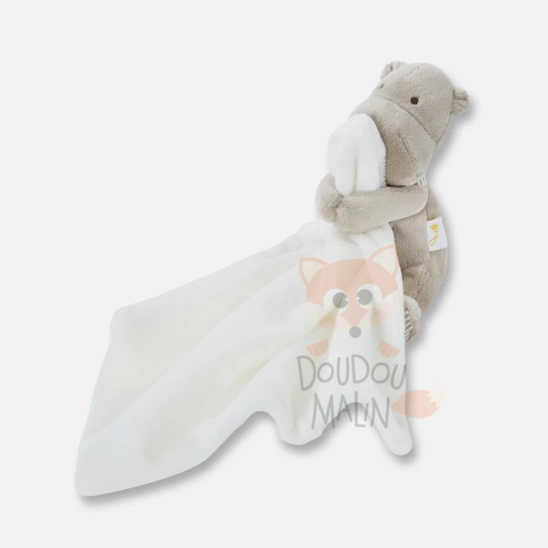 Jacadi Doudou Mouchoir Hippopotame Gris Blanc 1 Jacadi Doudou Mouchoir Hippopotame Gris Blanc