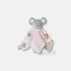 Obaïbi Doudou Plat Souris Rose Blanc Gris Pois
